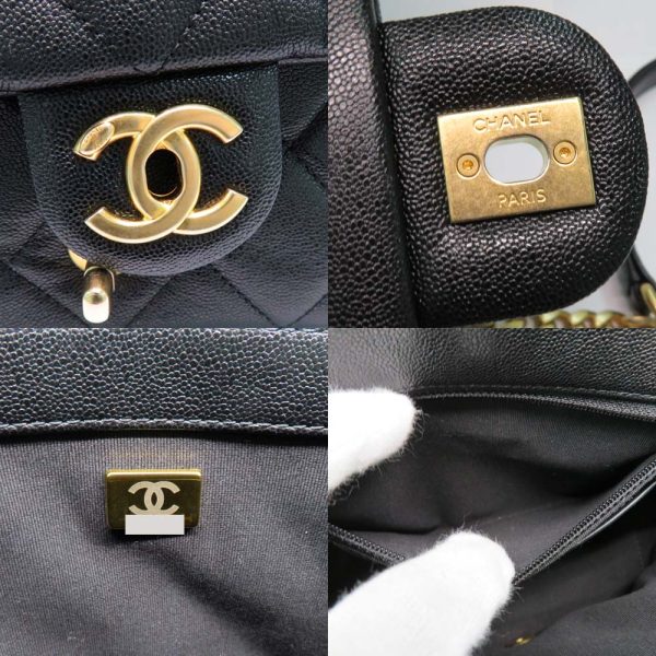 n2311 05 303665mi 06 Chanel Top Handle Flap Bag Caviar Skin Black Gold