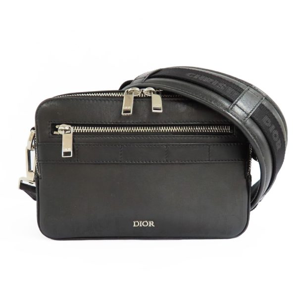 n2405 05hi0396mi Dior Safari Calf Leather Unisex Oblique Shoulder Bag Black Silver