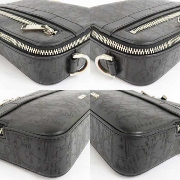 n2405 05hi0396mi 08 Dior Safari Calf Leather Unisex Oblique Shoulder Bag Black Silver