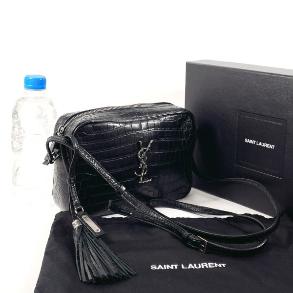 n4054740 2 Saint Laurent Lou Camera Bag Croco Embossed Black