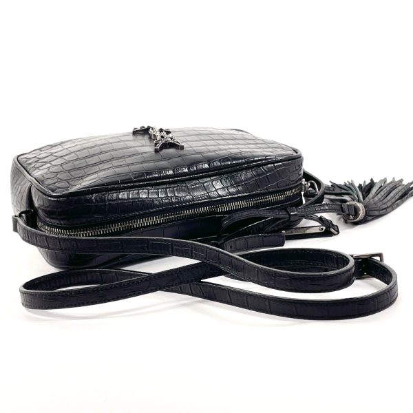 n4054740 7 Saint Laurent Lou Camera Bag Croco Embossed Black