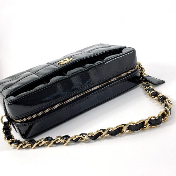 n4054782 7 Chanel Chain Shoulder Chocolate Bar Patent Leather Black