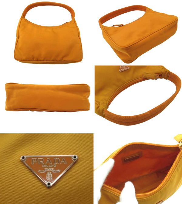 n48798 2 Prada Tesuto Nylon Mini Handbag One Handle Pouch Orange