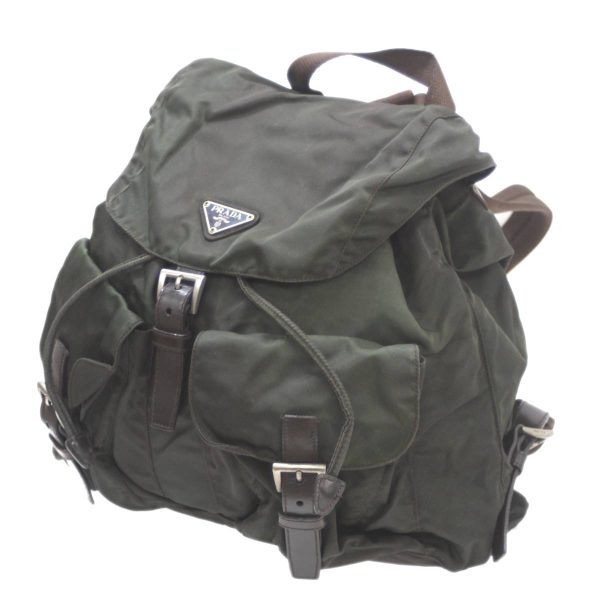 no230828a09 Prada Backpack Nylon Green GC NO BC Rank