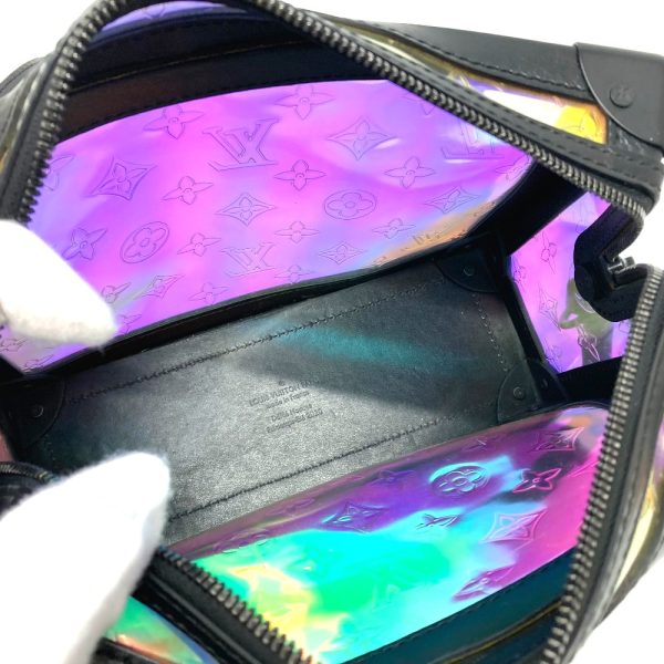 o 220215 5 8 Louis Vuitton Soft Trunk Monogram Prism Shoulder Bag Hologram Black