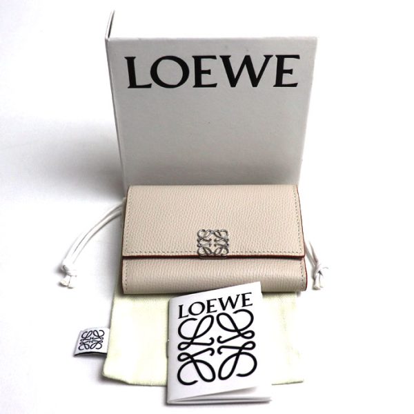 o23 0927 9 934 Loewe Anagram Vertical Wallet Small Trifold Wallet Beige