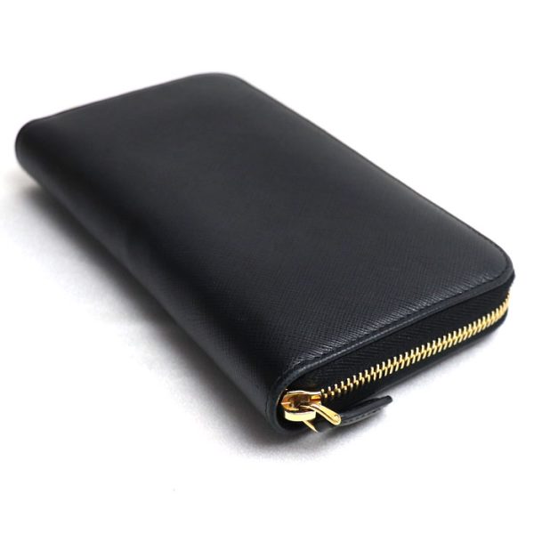 o23 1027 2 1029 Prada Saffiano Leather Zip Around Long Wallet Black