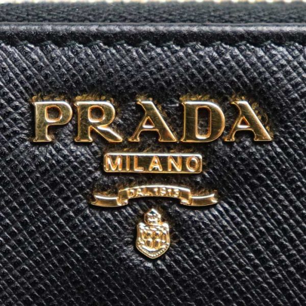 o23 1027 2 1033 Prada Saffiano Leather Zip Around Long Wallet Black