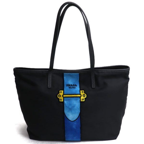 o23 1027 30 1028 Prada Cahier Trompe Loeil Tote Bag Black