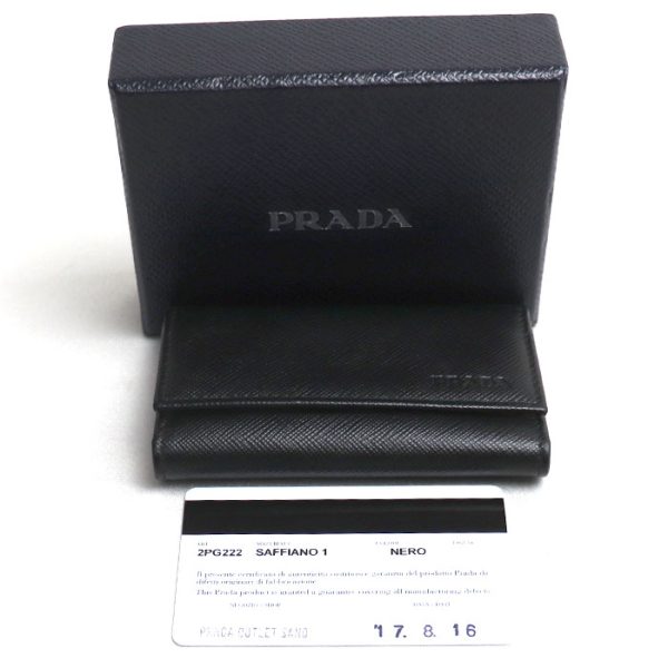 o23 1027 4 1034 Prada Saffiano Leather 6 Key Case Black