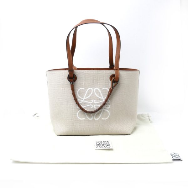 o23 1227 3 8 Loewe Anagram Tote Bag Small Ecru Tan