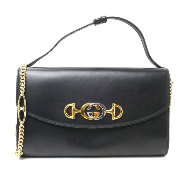 o23 1227 5 1228 Gucci Zumi Chain 2Way Shoulder Bag Black