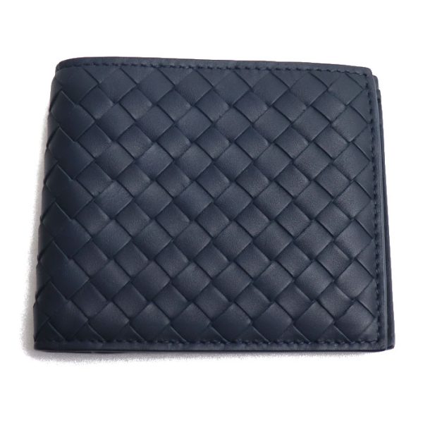 o24 0127 3 128 Bottega Veneta Intrecciato Bifold Wallet Navy