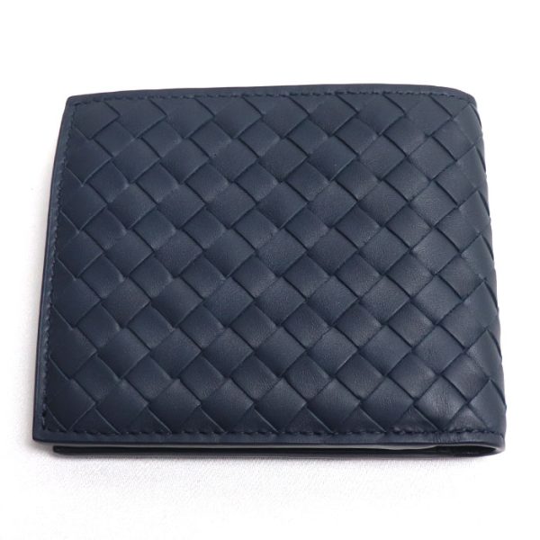 o24 0127 3 129 Bottega Veneta Intrecciato Bifold Wallet Navy