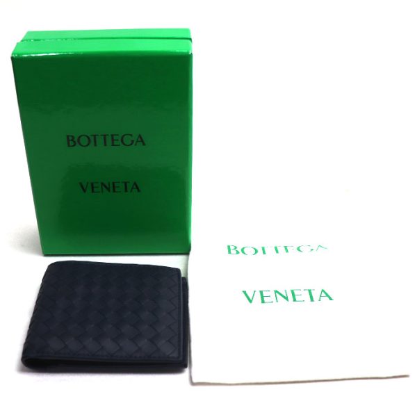 o24 0127 3 133 Bottega Veneta Intrecciato Bifold Wallet Navy