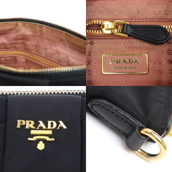 o24 0227 12 5 Prada Logo Ribbon Shoulder Bag Black