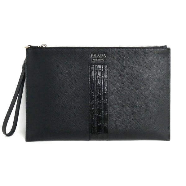 o24 0527 25 1 Prada Saffiano Clutch Bag With Wristlet Black