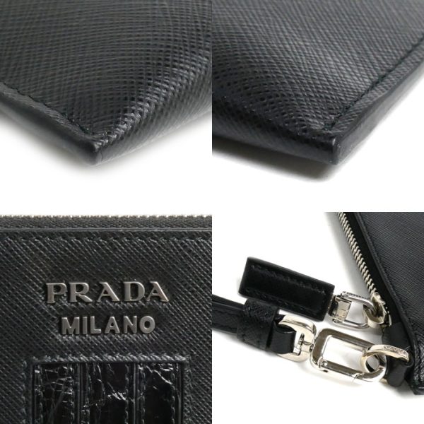 o24 0527 25 4 Prada Saffiano Clutch Bag With Wristlet Black