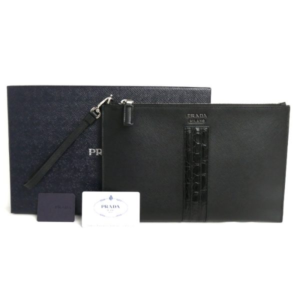 o24 0527 25 5 Prada Saffiano Clutch Bag With Wristlet Black