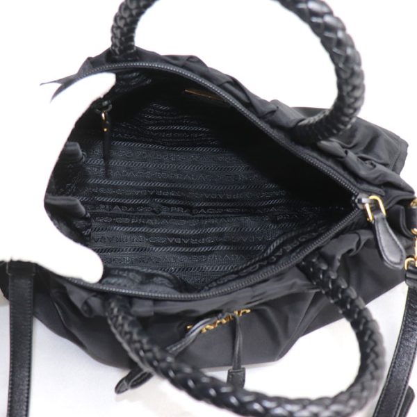 o24 0527 31 531 Prada Ribbon Motif 2Way Shoulder Bag Black