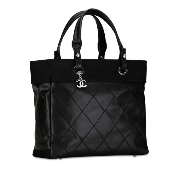 o86e889i45dby48j 2 Chanel Paris Biarritz Tote MM PVC Canvas Black