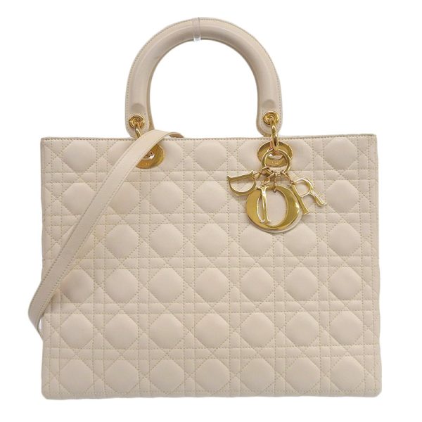 ob1873 1 Dior Christian Leather 2 Way Shoulder Bag White