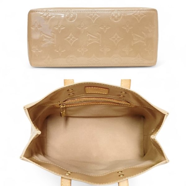 on5915 3 Louis Vuitton Vernis Reid PM Handbag Tote Beige