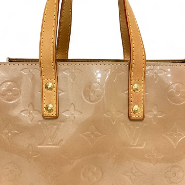 on5915 6 Louis Vuitton Vernis Reid PM Handbag Tote Beige