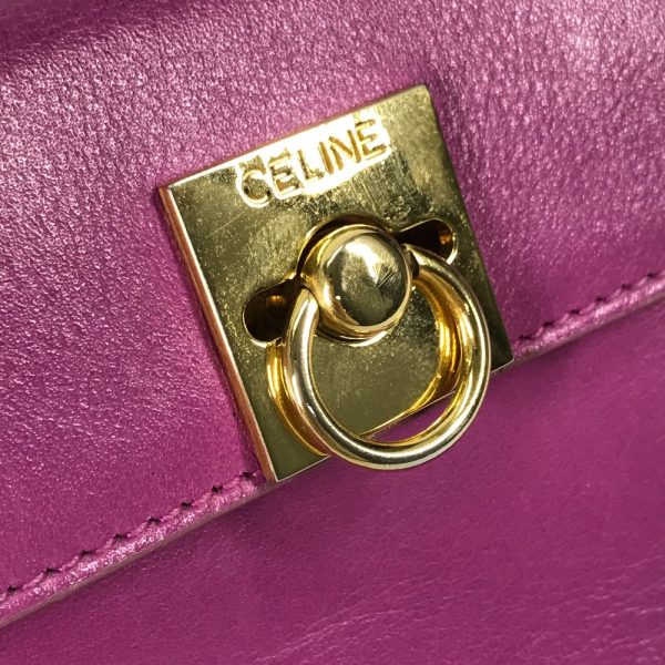 or 240116 15 14 Celine Mini Vintage Handbag Leather Purple