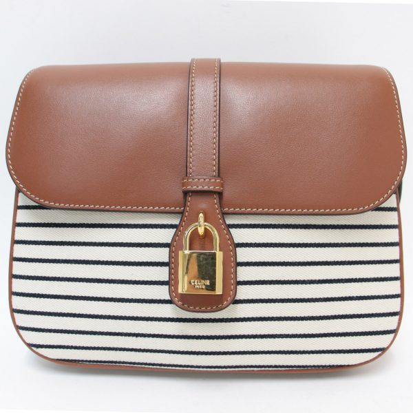 pr13062124 3 Celine Shoulder Bag Medium Taboo Stripe Canvas Calf