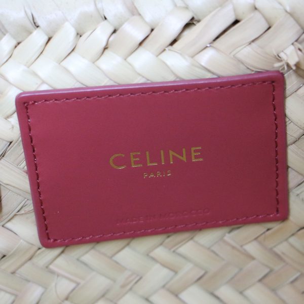 pr13112405 6 Celine Teen Basket Bag Beige Red Raffia Leather Triomphe Classic Pannier