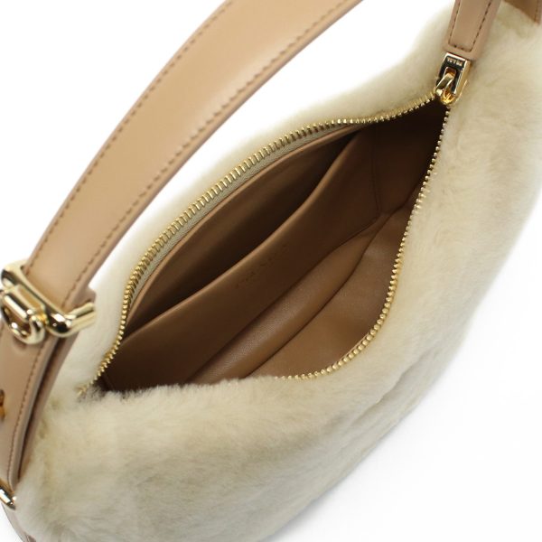 pra1bc194011 3 Prada ARKE Shearling Semi Shoulder Bag ECRU+NOISETTE Beige