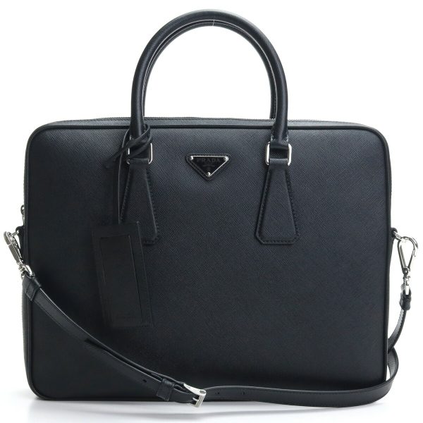 pra2ve368011 q Prada Briefcase Business Bag Leather Genuine Saffiano Black