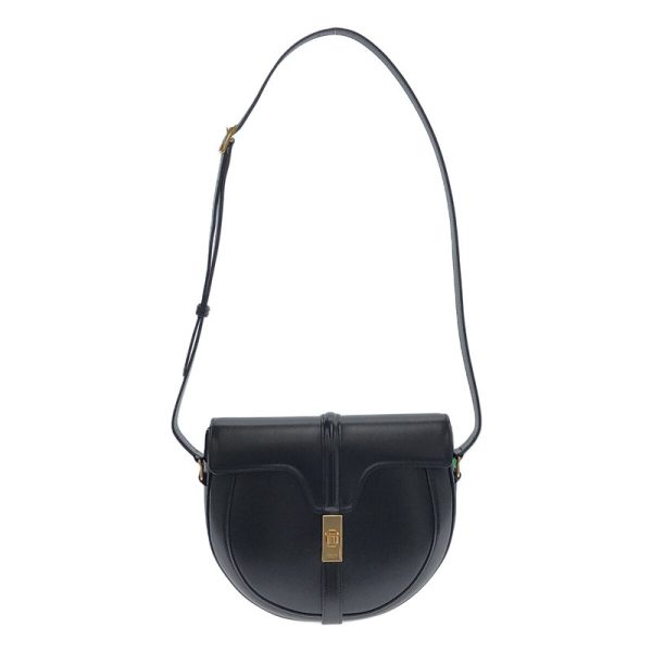 q18l4j6r48y4 1 Celine 16 Saise Bouzas Leather Shoulder Bag Black