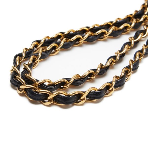 qp0qw9e5gjagk 5 Chanel Turnlock Double Chain Shoulder Caviar Skin Black Gold