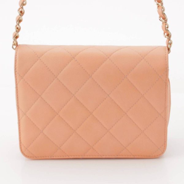 re cha sh w 00224 3 Chanel Caviar Skin Matelasse Chain Shoulder Bag Salmon Pink