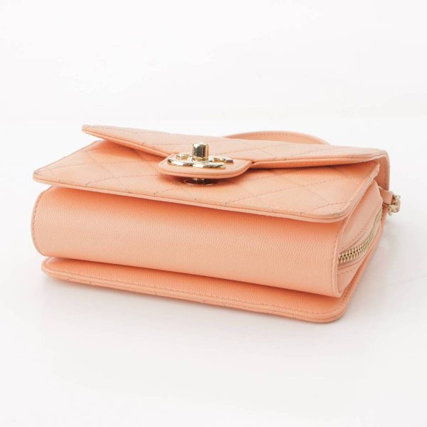 re cha sh w 00224 4 Chanel Caviar Skin Matelasse Chain Shoulder Bag Salmon Pink