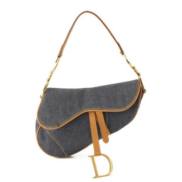 re ist ha w 00054 Christian Dior Denim Saddle Hand Bag Indigo