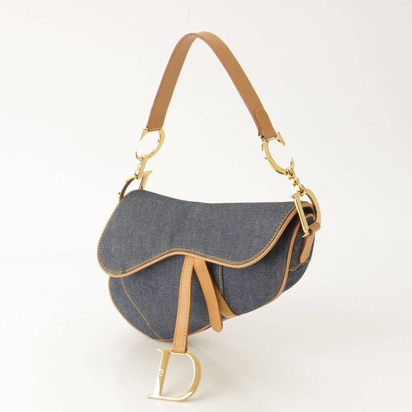 re ist ha w 00054 1 Christian Dior Denim Saddle Hand Bag Indigo