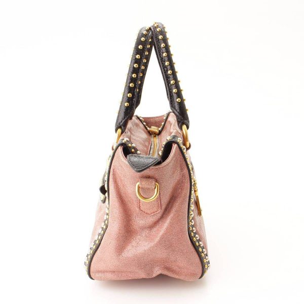 re pra ha w 00150 2 Prada Petaro Studded 2 Way Shoulder Bag Pink