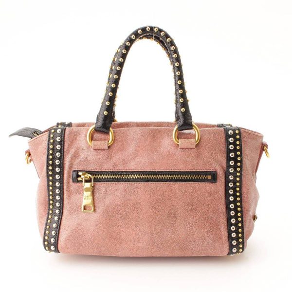 re pra ha w 00150 3 Prada Petaro Studded 2 Way Shoulder Bag Pink