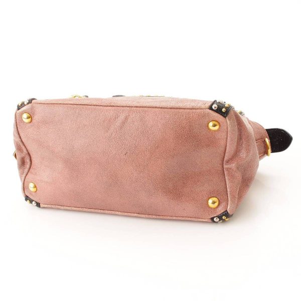 re pra ha w 00150 4 Prada Petaro Studded 2 Way Shoulder Bag Pink