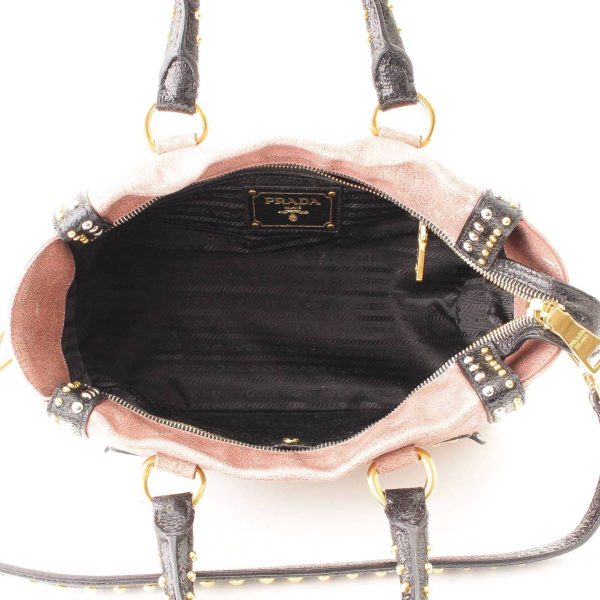 re pra ha w 00150 5 Prada Petaro Studded 2 Way Shoulder Bag Pink