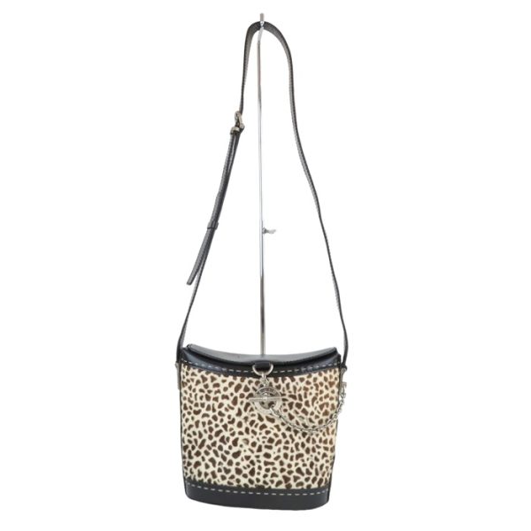 rk10153 02 Celine Haraco Leopard Shoulder Bag Leather Black