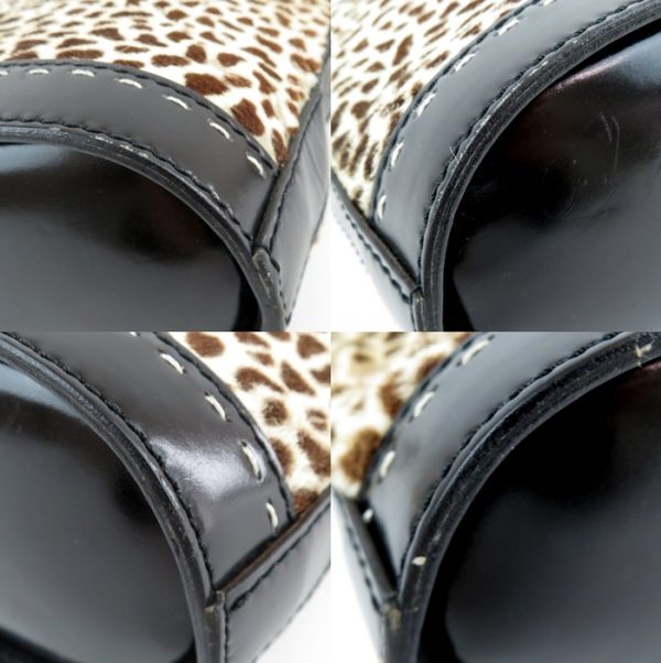 rk10153 09 Celine Haraco Leopard Shoulder Bag Leather Black