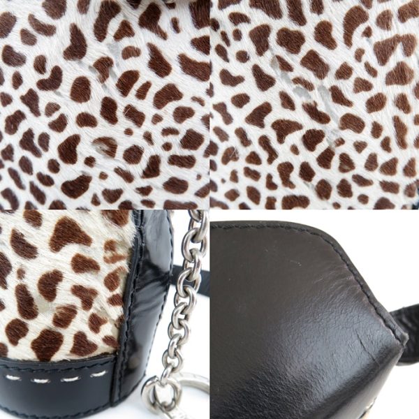 rk10153 17 Celine Haraco Leopard Shoulder Bag Leather Black