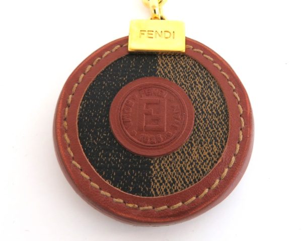 rk9714 3 Fendi Pecan Keychain Key Ring Round Charm Brown