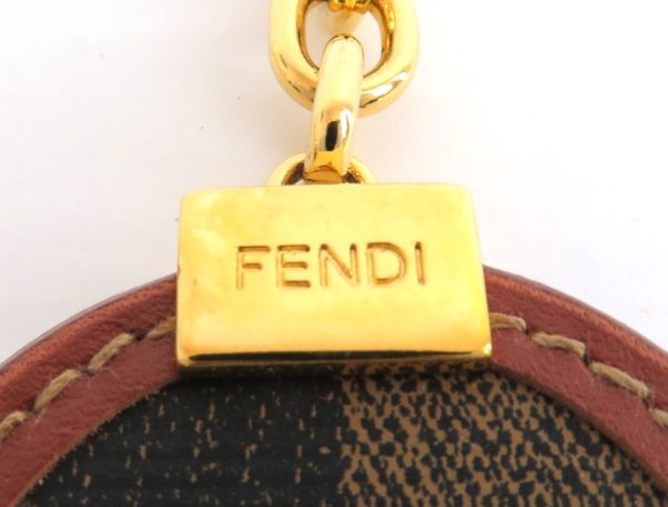 rk9714 8 Fendi Pecan Keychain Key Ring Round Charm Brown