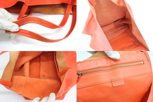 rthui Celine Horizontal Hippo Tote Bag Handbag Shoulder Bag Leather Orange