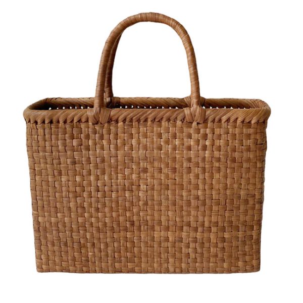 s1 Kagoya Wild Grape Checkered Basket Bag Brown